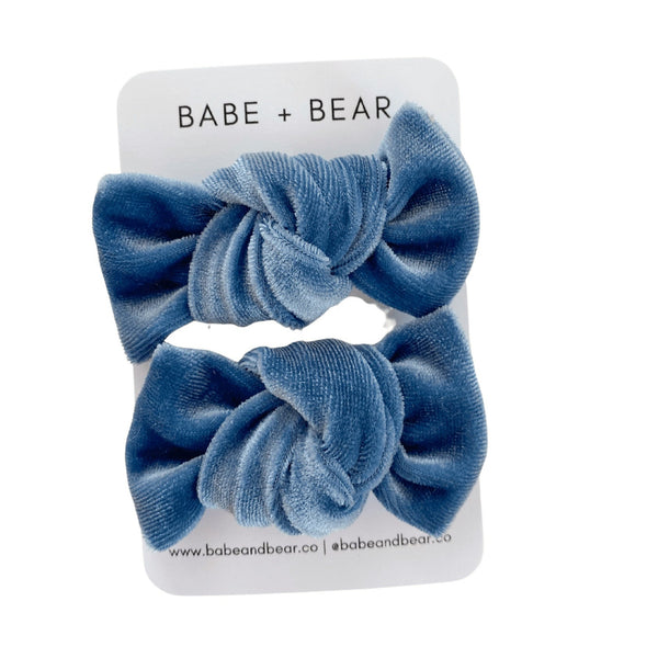 Dusty Blue Velvet Mini Knots